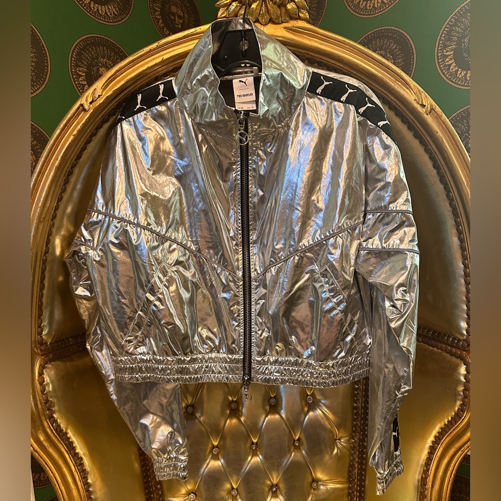 The Puma Kooples Silver Metallic Jacket, Size XS